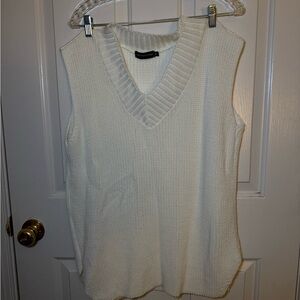 PLT Cream Sleeveless Knit Oversized Sweater